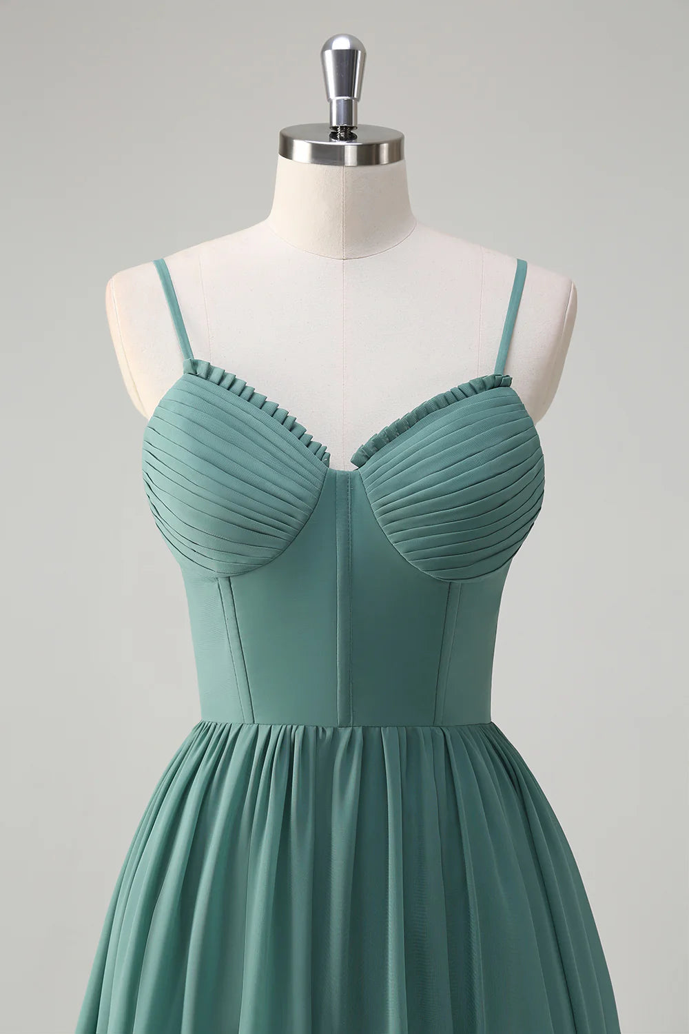 OKBBN A-line layered thin shoulder strap tight corset with slit ball dress