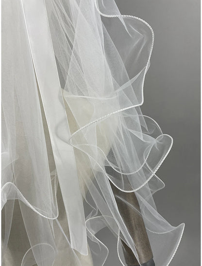 OKBBN Two layer Sweet Ribbon Butterfly Wedding Veil