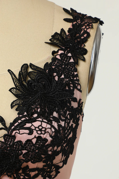 Sexy V-neck black bare knee party dress
