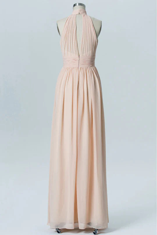 High Halter Keyhole Bridesmaid Dress