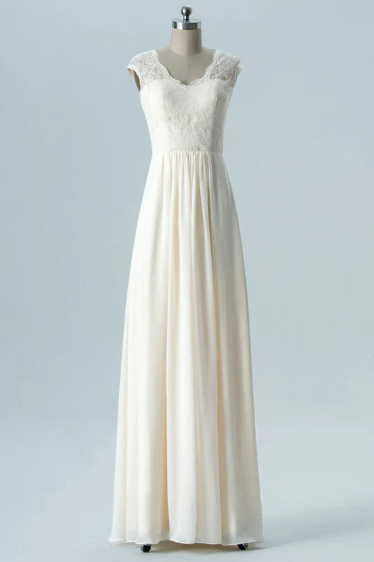 White Embroidered Sleeveless Bridesmaid Dress