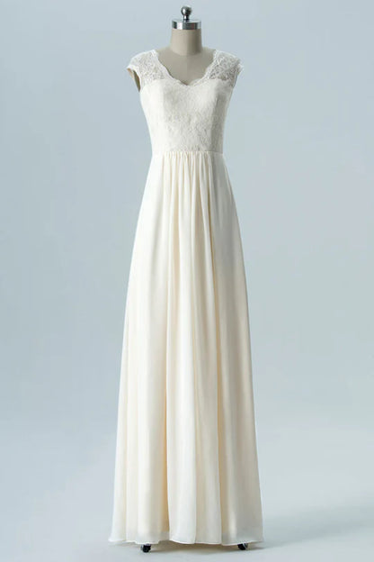 White Embroidered Sleeveless Bridesmaid Dress