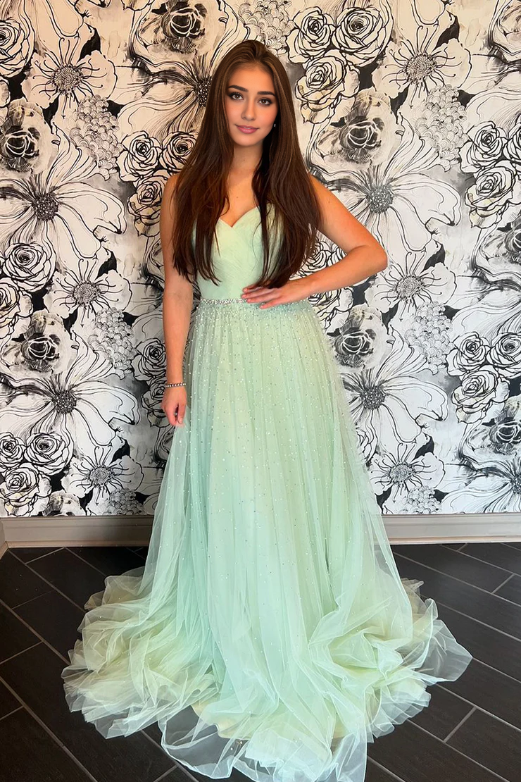 OKBBN Cute A-Shape Sweetheart Tulle Ball Dress
