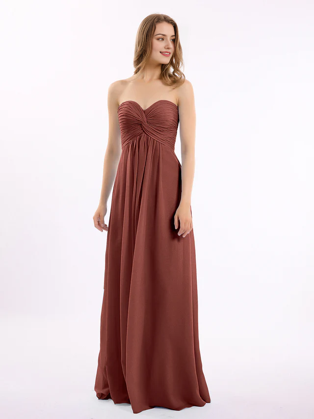 OKBBN off shoulder sleeveless chiffon bridesmaid dress