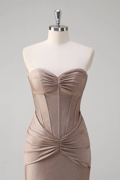 OKBBN mermaid off shoulder tight corset pleated backless long evening gown