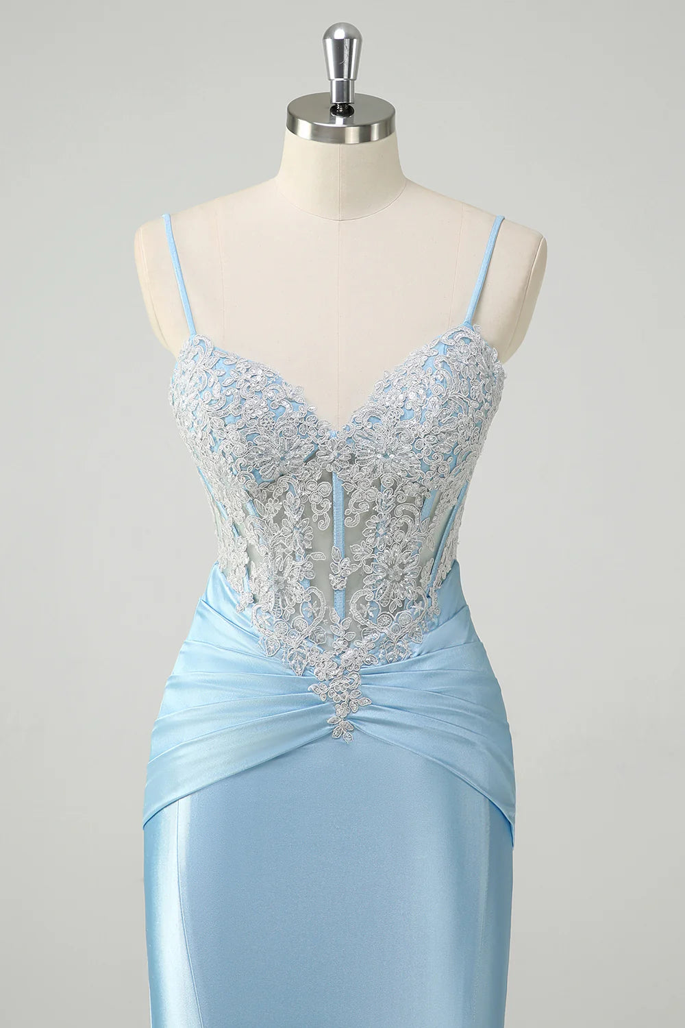 OKBBN mermaid slim shoulder strap tight corset long pleated ball dress