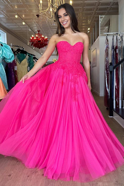OKBBN A-line sheer lace off shoulder long ball gown