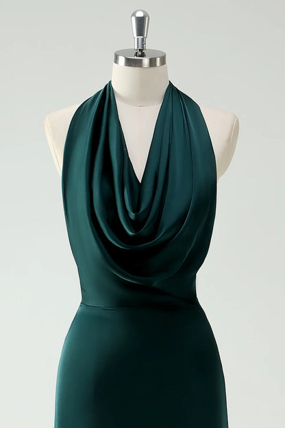 OKBBN backless mermaid long slit bridesmaid dress
