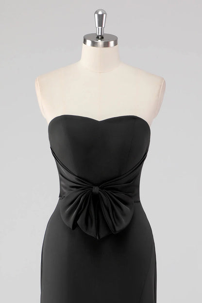 OKBBN elegant mermaid off shoulder bow detail slit evening gown
