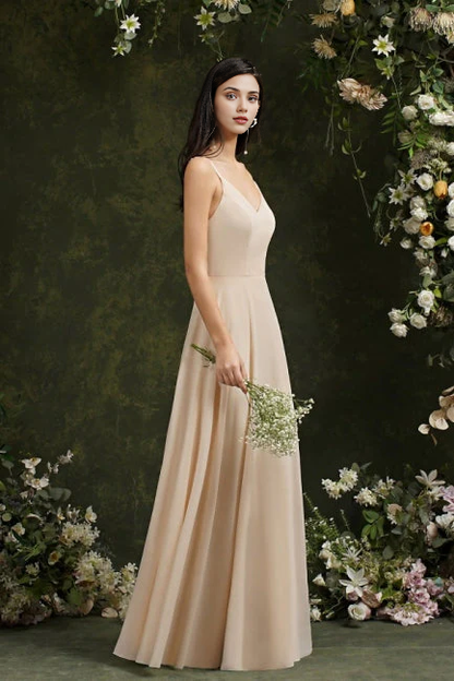 OKBBN minimalist slim shoulder sleeveless A-line satin pleated ball gown