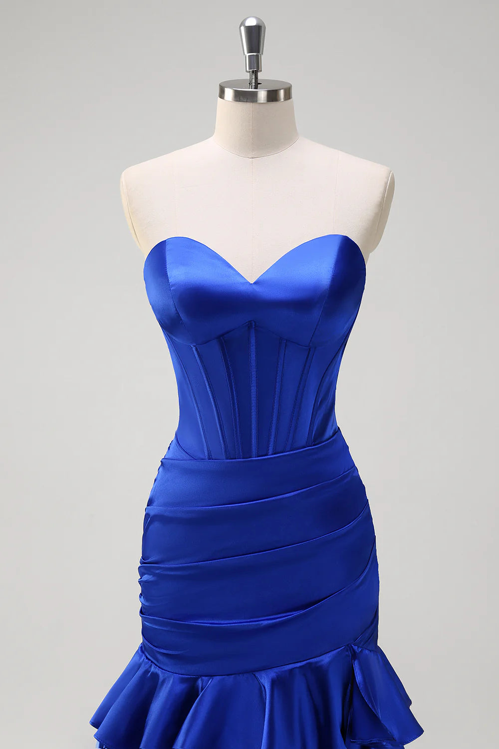 OKBBN off shoulder pleated tight corset layered long ball dress