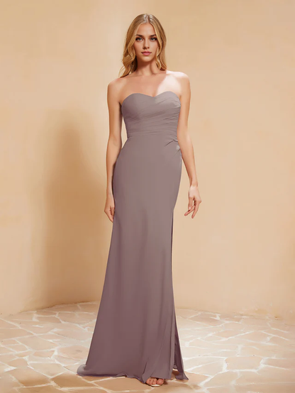 OKBBN Sweetheart Slimming Chiffon Split Bridesmaid Dress
