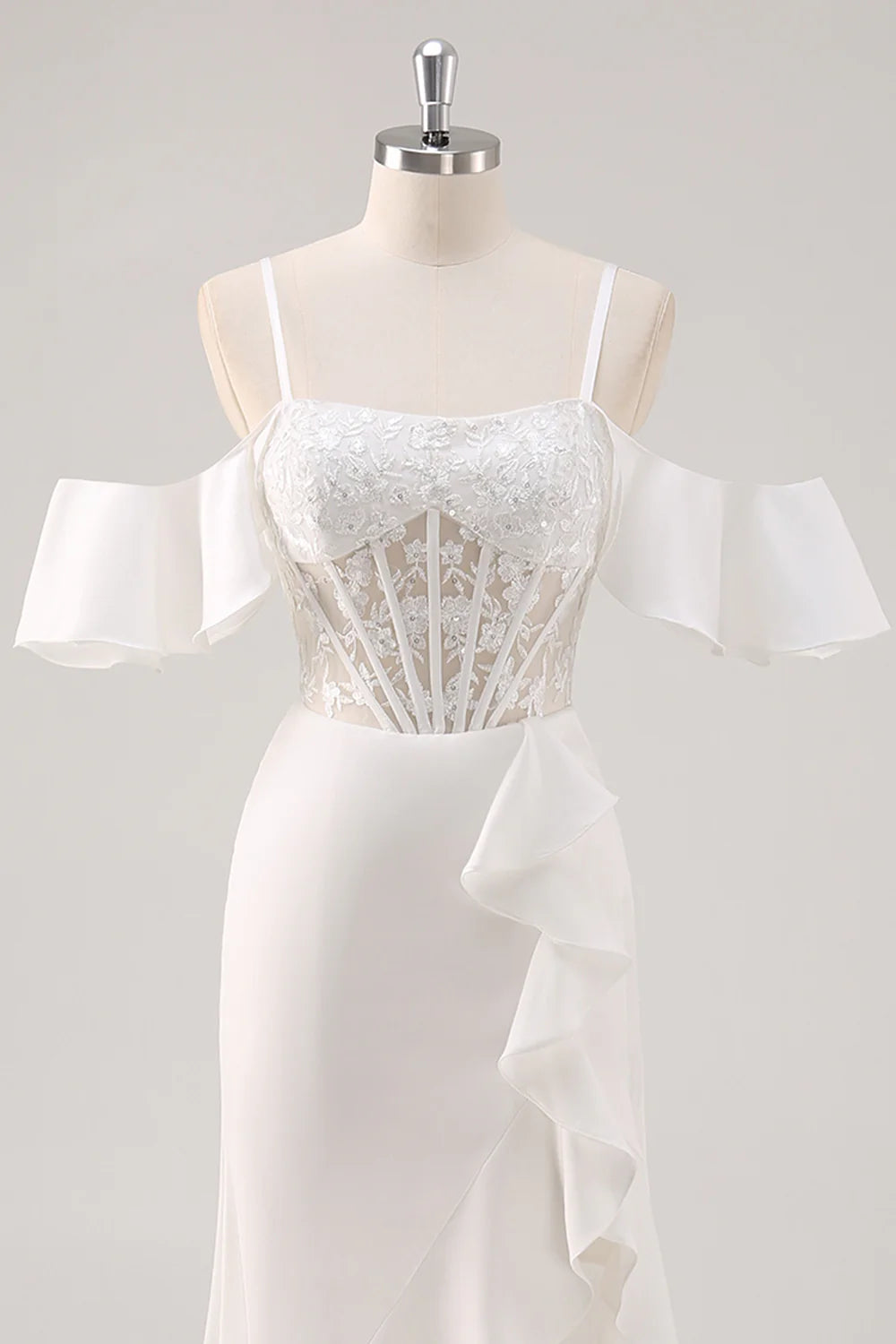 OKBBN Elegant Lace Corset Split Evening Dress