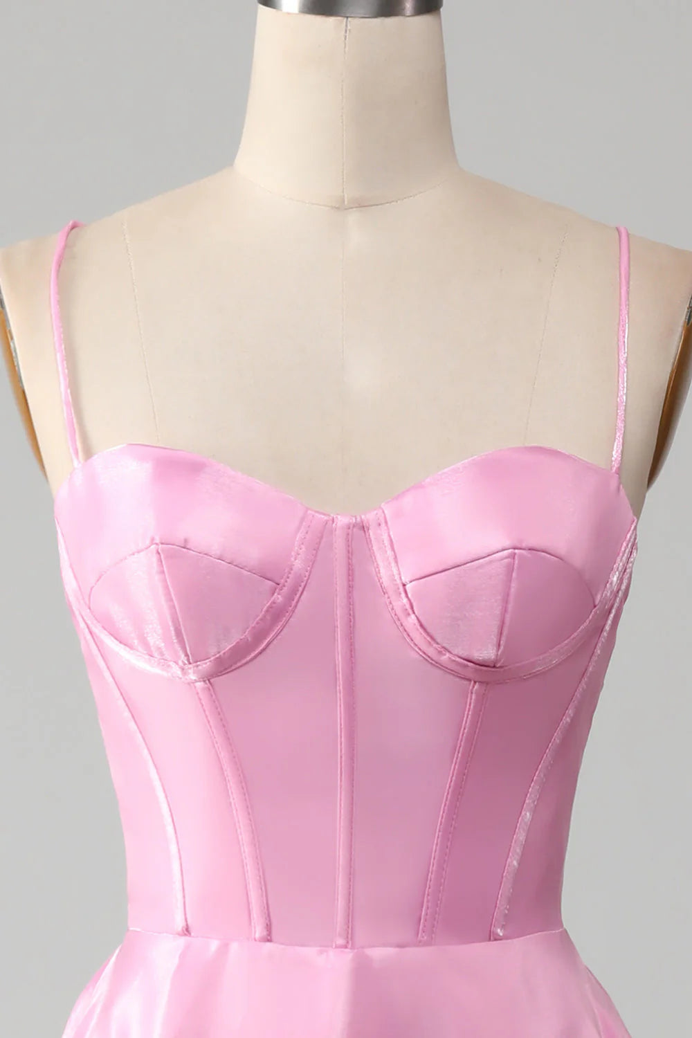 OKBBN A-line thin shoulder strap tight corset long ball dress