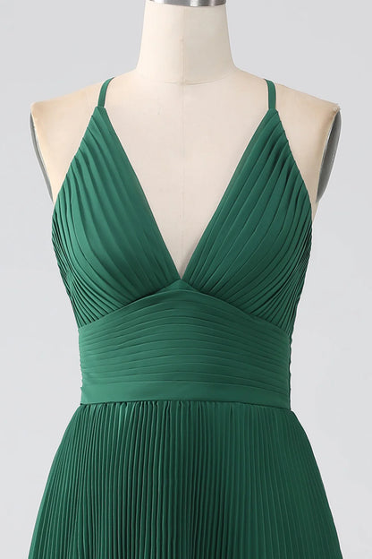 OKBBN A-line multi-layer chiffon pleated bridesmaid dress