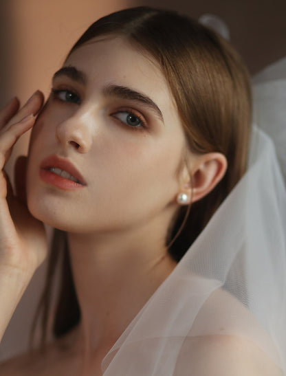 OKBBN two-layer cute solid color chiffon wedding veil