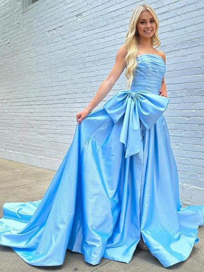 OKBBN A-line off shoulder slit long ball gown