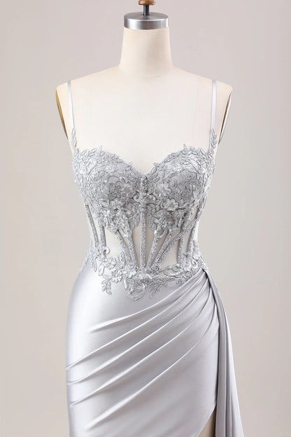 OKBBN mermaid pleated transparent top tight corset satin Huatuo trailing ball dress