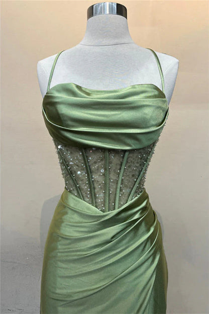 OKBBN Cute Mermaid Satin Long Ball Dress