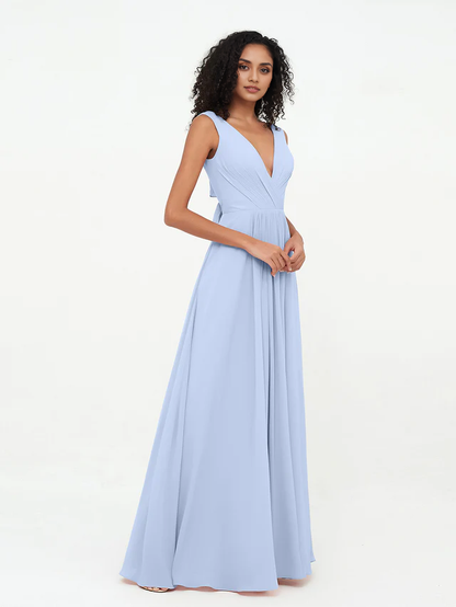OKBBN Pocket V-neck Chiffon Bridesmaid Dress