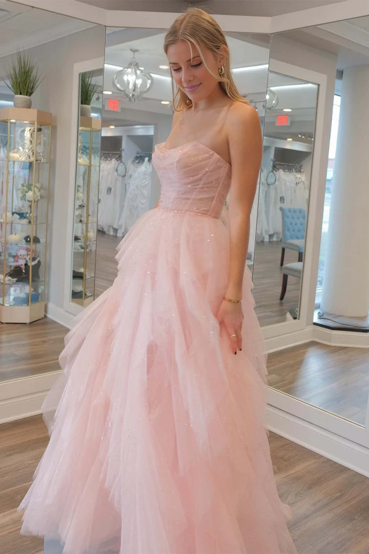 OKBBN A-line off shoulder chiffon beaded long ball gown