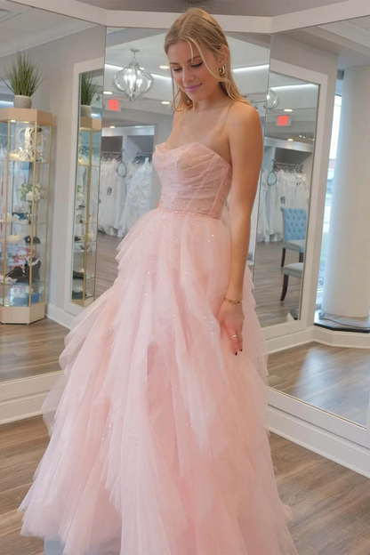 OKBBN A-line off shoulder chiffon beaded long ball gown