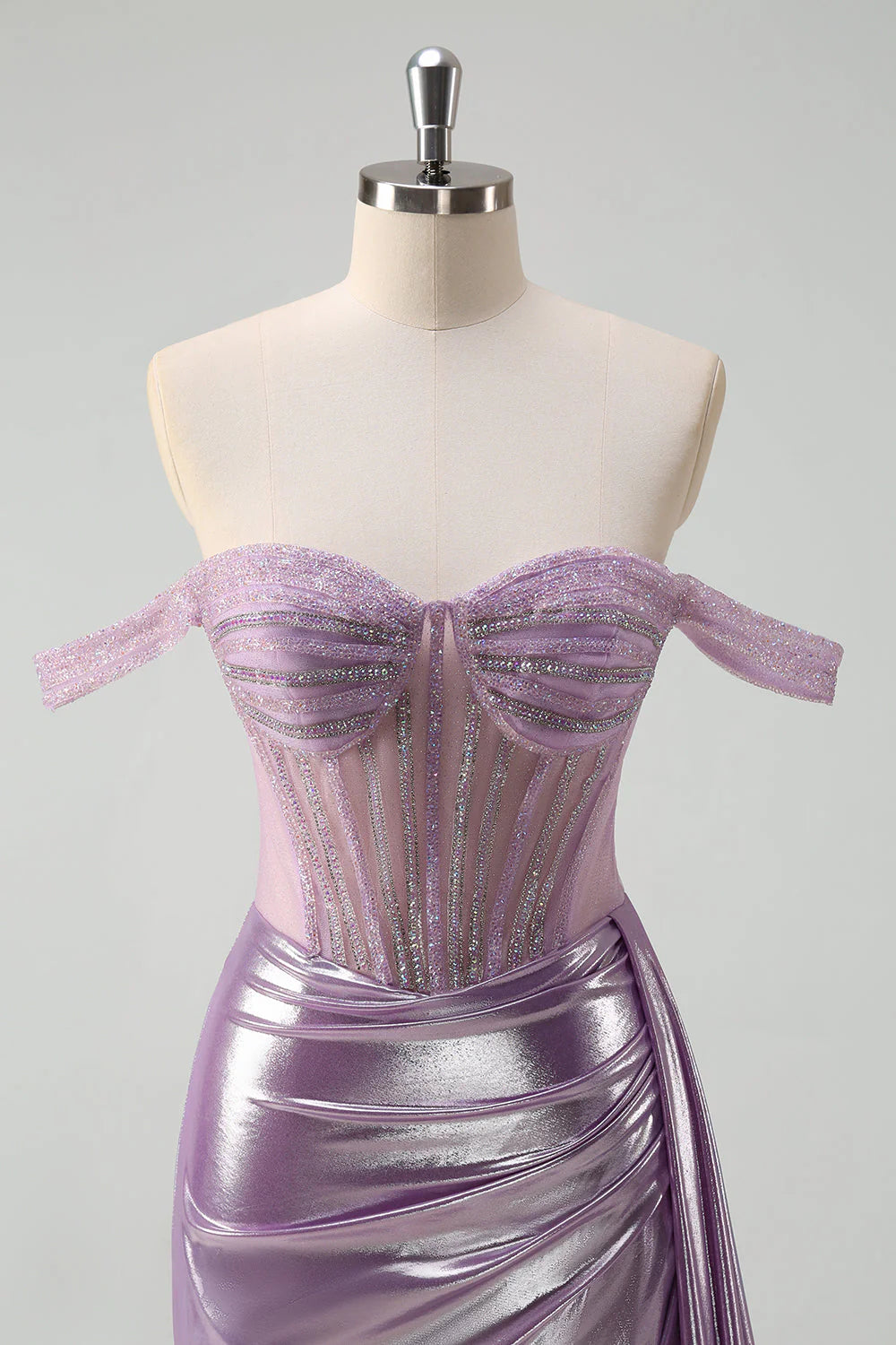 OKBBN mermaid off shoulder strapless tight corset slit dance dress
