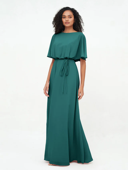 OKBBN Chiffon Long Sleeve Bridesmaid Dress