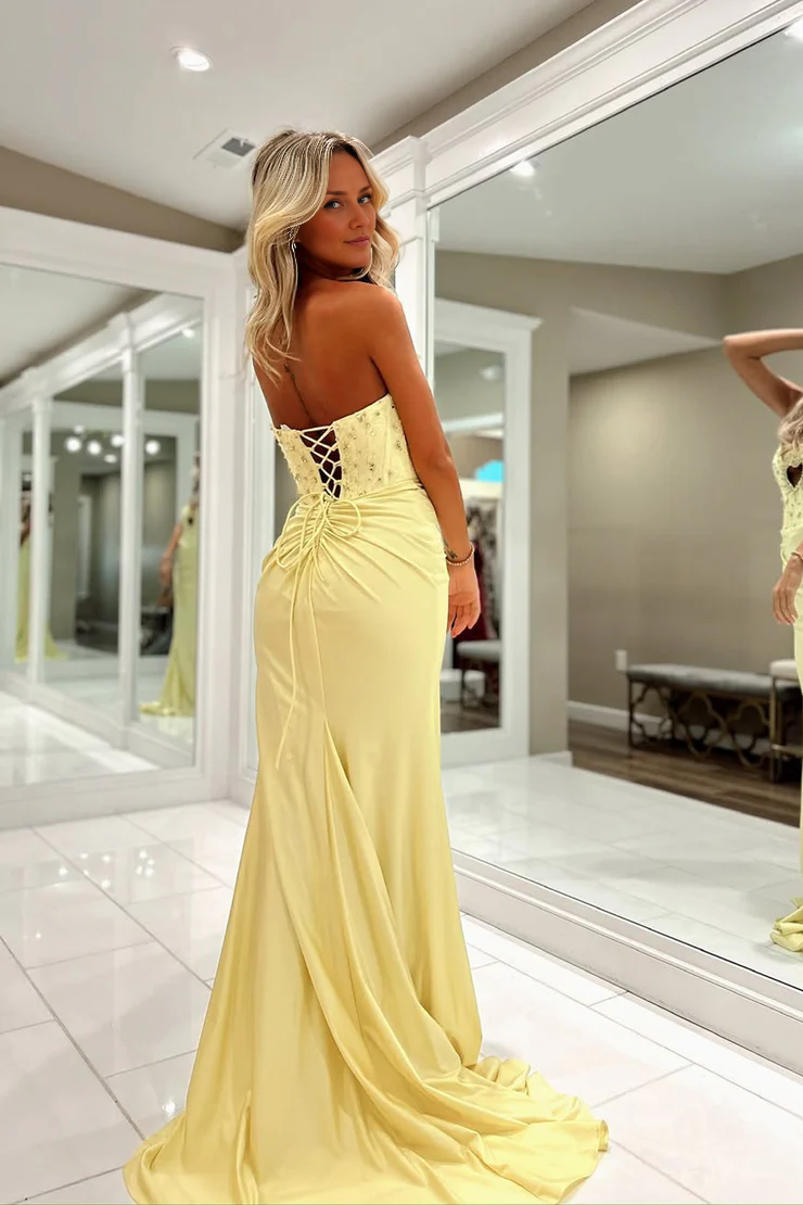 OKBBN Cute Mermaid Off Shoulder Lock Hole Beaded Ball Dress