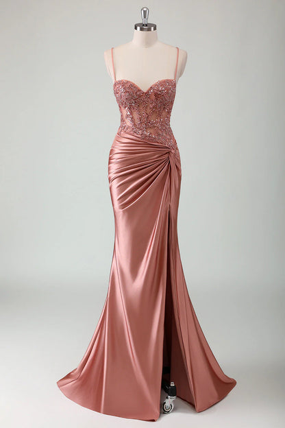 OKBBN elegant mermaid pleated applique slit dance dress