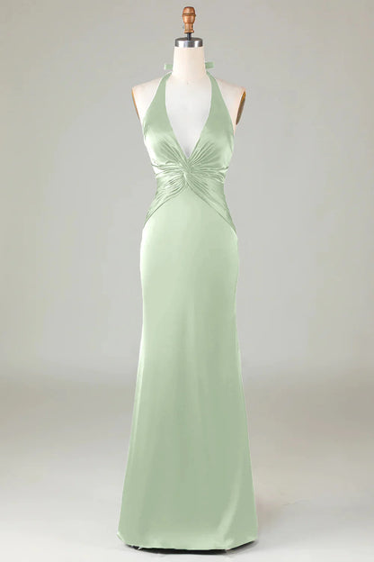 OKBBN Elegant Mermaid Strap Satin Long Evening Dress
