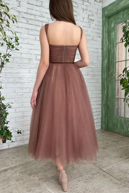 OKBBN minimalist A-line chiffon short ball gown
