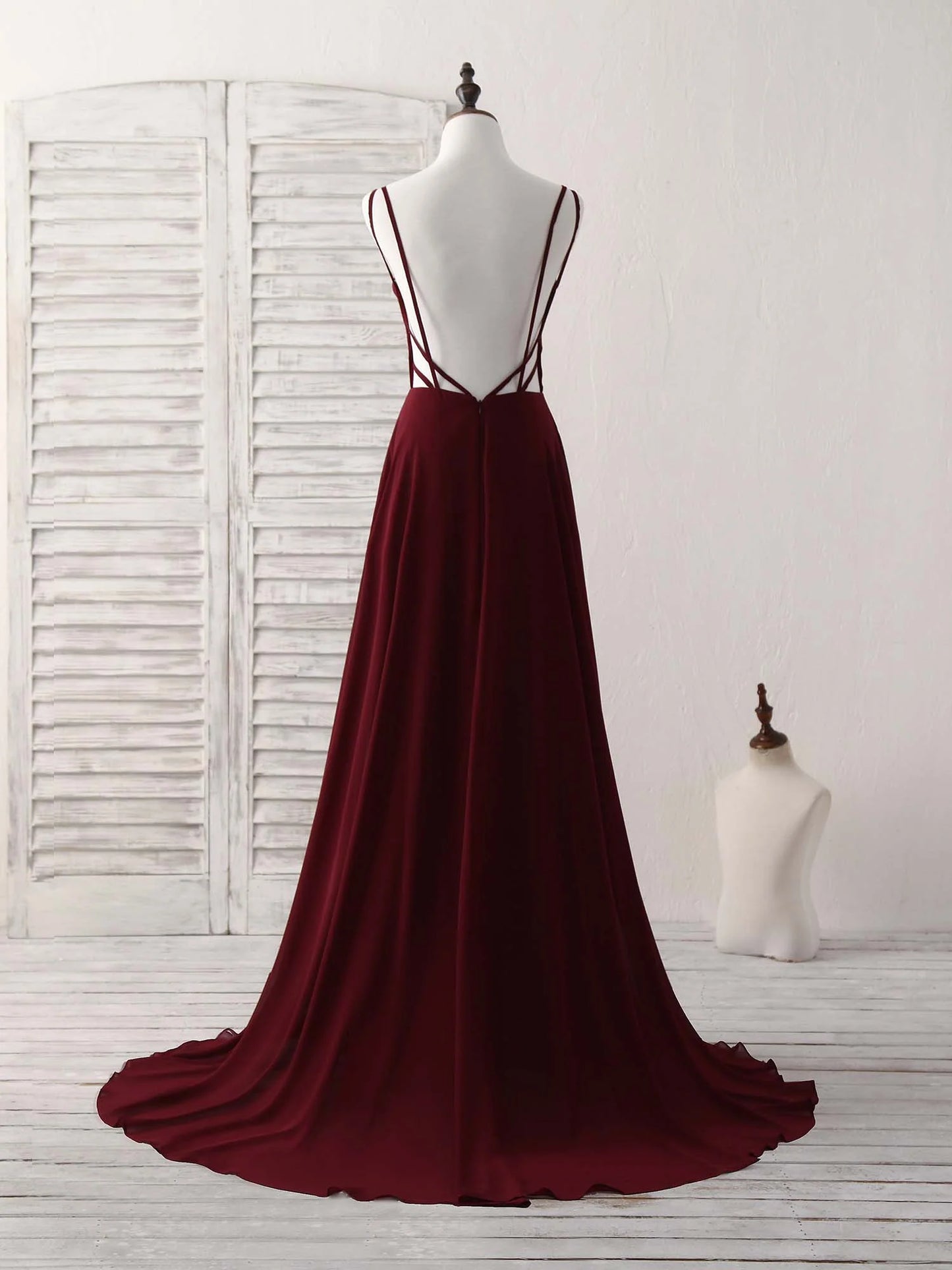 Chiffon Long Prom Dress Backless Evening Dress