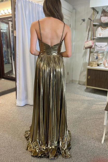 Spaghetti Strap Long Prom Dress with Slit