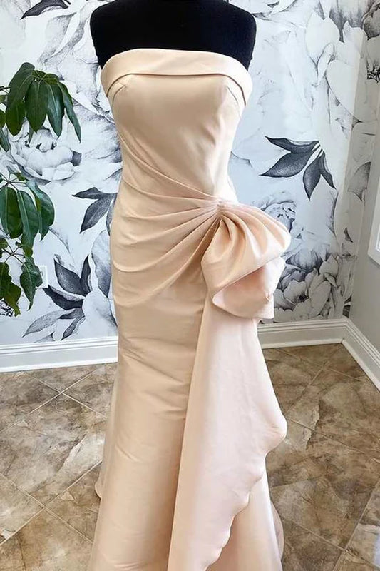 Strapless Ruffles Mermaid Long Bridesmaid Dress