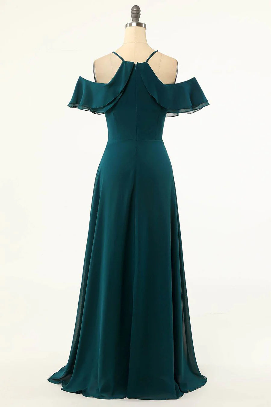 Cold Shoulder Ruffled Bridesmaid Dress