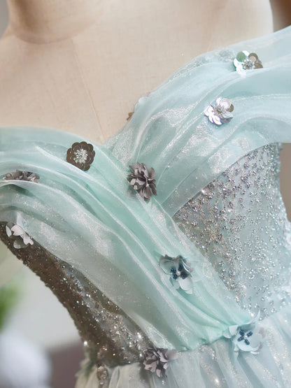 A-Line Off Shoulder Tulle Short Homecoming Dress