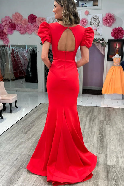 Plunge V Cutout Back Mermaid Long Formal Dress