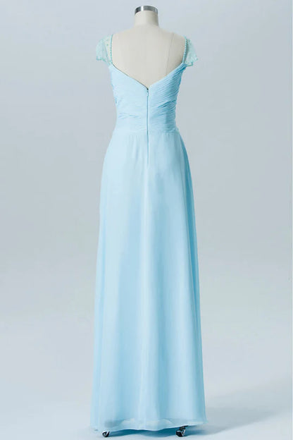 Sweetheart Sheer Puff Sleeve Bridesmaid Dress