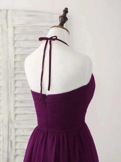 Simple Tulle A-Line Purple Long Prom Dress Bridesmaid Dress