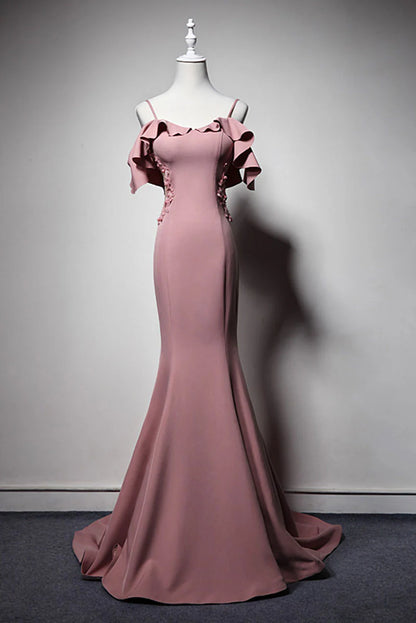 Simple pink mermaid long prom dress pink mermaid prom dress