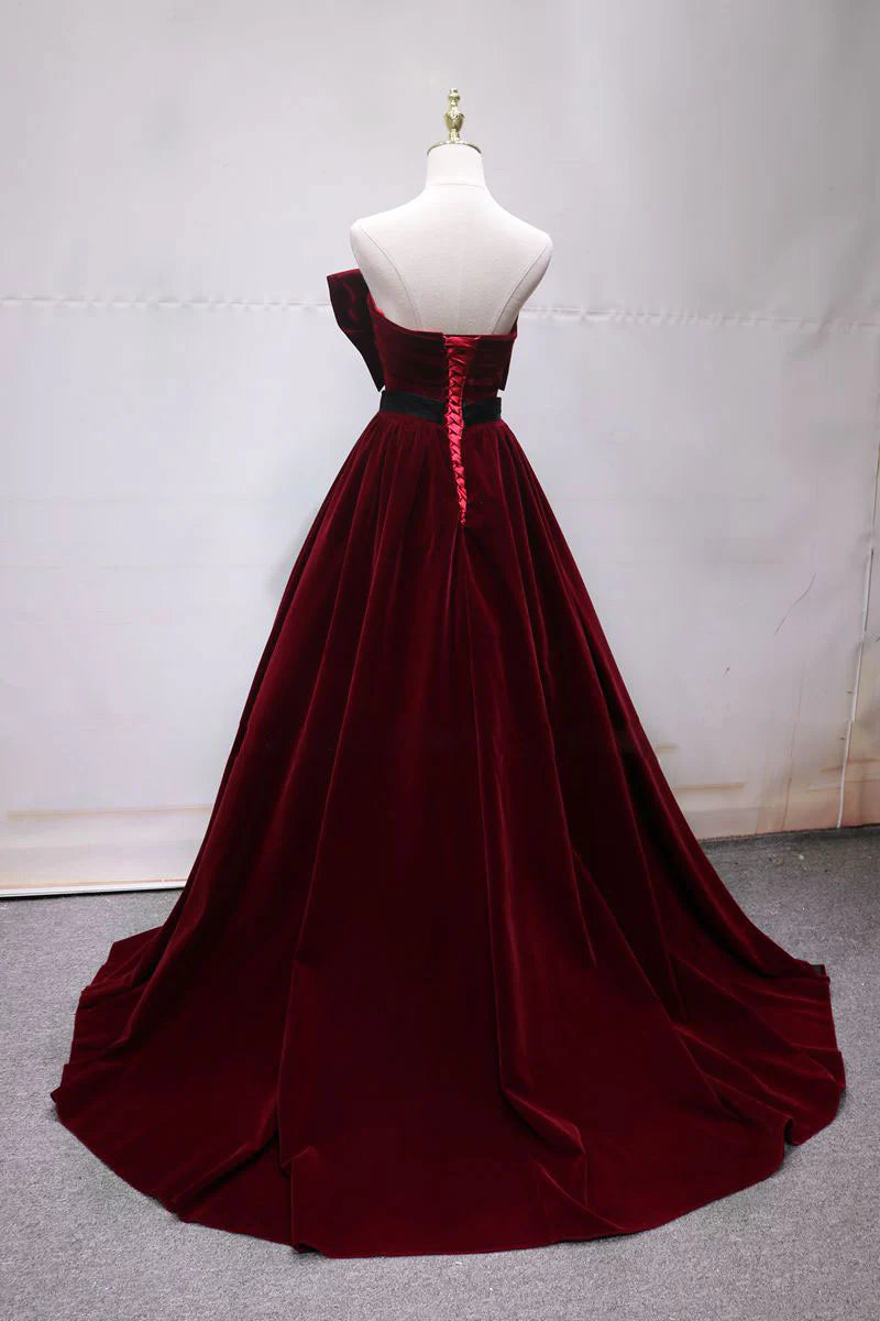 Simple burgundy long prom dressburgundy long prom dress