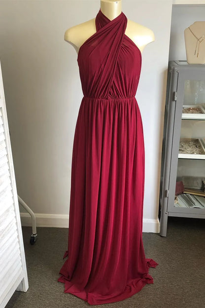 Burgundy Long Bridesmaid Dress