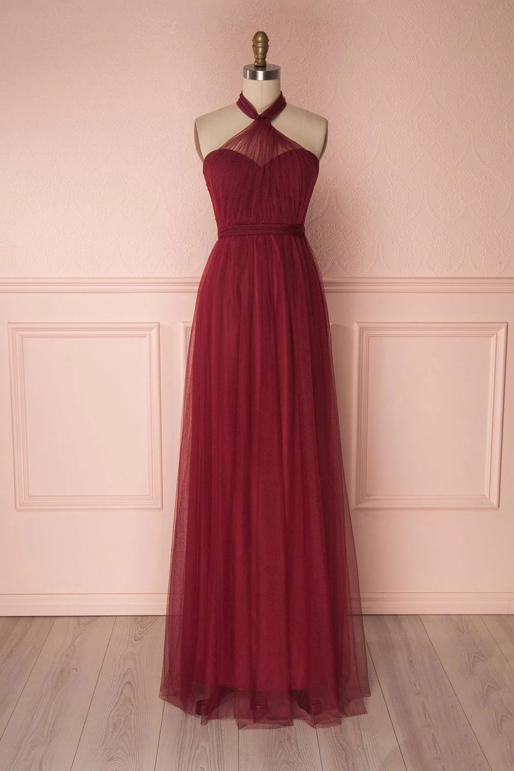 Burgundy tulle sweetheart long prom dress burgundy prom dress