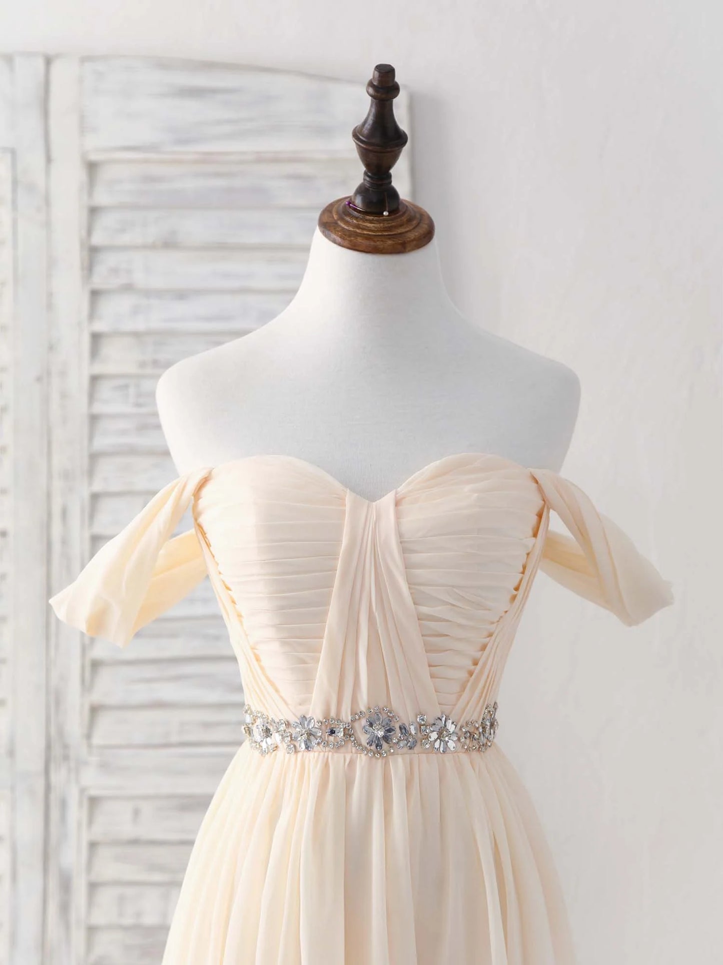 Chiffon Off Shoulder Long Prom Dress Bridesmaid Dress