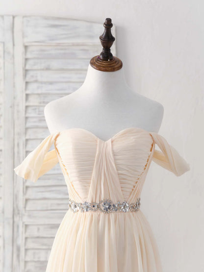 Chiffon Off Shoulder Long Prom Dress Bridesmaid Dress
