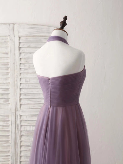 Tulle High Low Long Prom Dress Simple Bridesmaid Dress