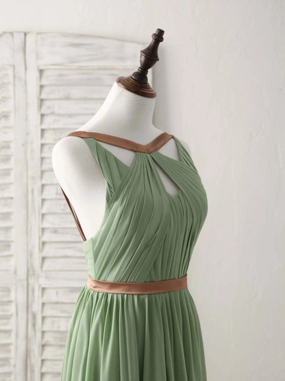Green Chiffon Long Prom Dress Green Bridesmaid Dress