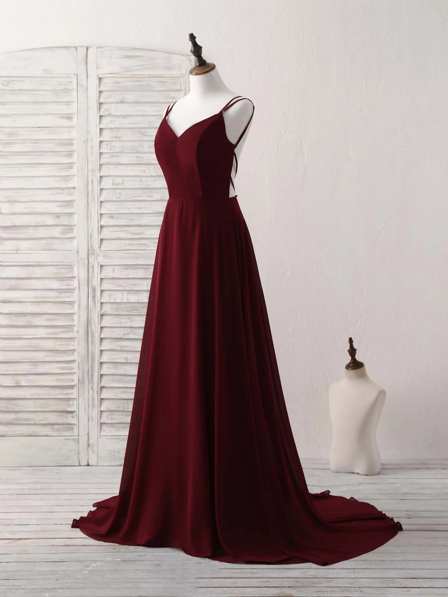 Chiffon Long Prom Dress Backless Evening Dress