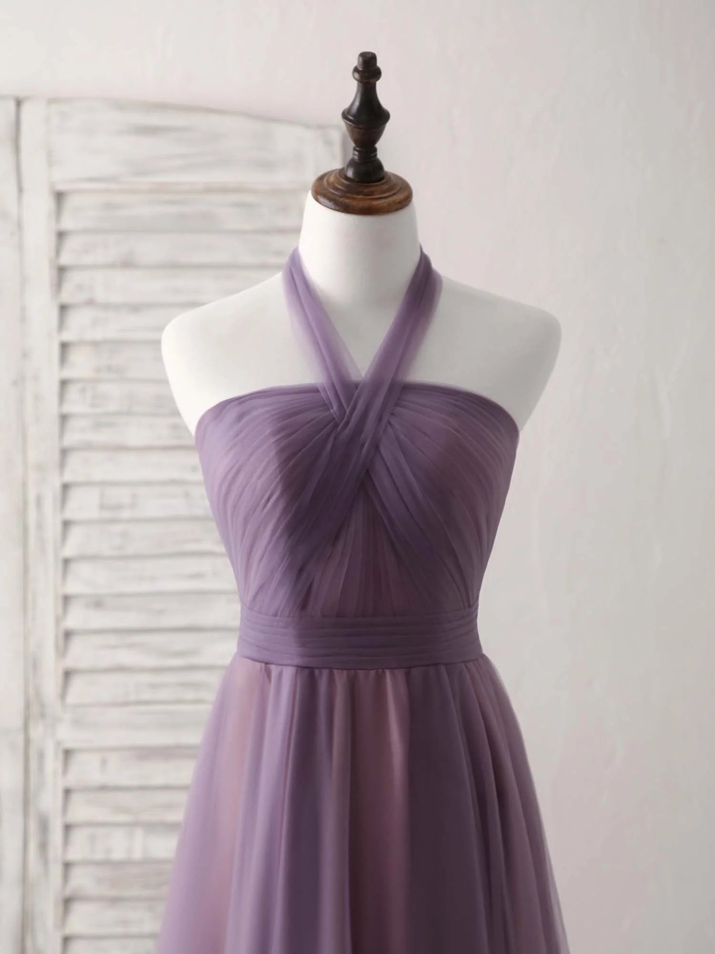 Tulle High Low Long Prom Dress Simple Bridesmaid Dress